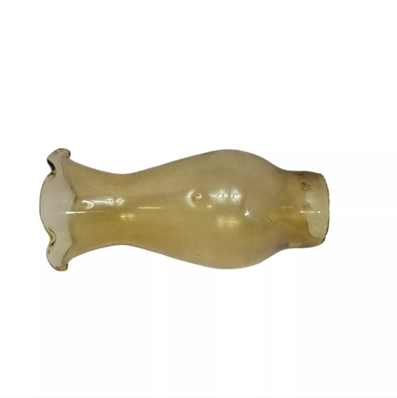 Vintage Amber Glass Hurricane Oil Lamp Hong Kong Religious Scene Paper 9¼"H - Picture 9 of 12